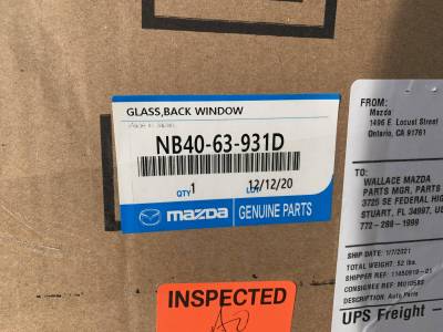 New Mazda OEM '90-'05 Glass Rear Window With Defroster For Factory Hardtop - Image 7