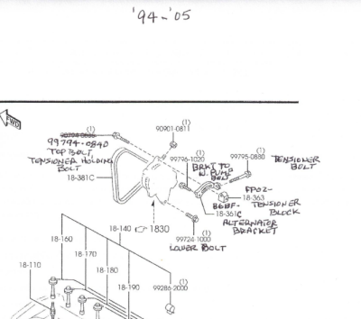 '94 -'05 OEM Mazda Miata alternator tensioner, bracket & hardware - Image 2